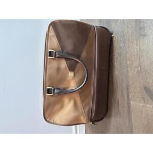 Rare Diane von Furstenberg DVF Logo Large Brown Canvas Travel Roller Bag